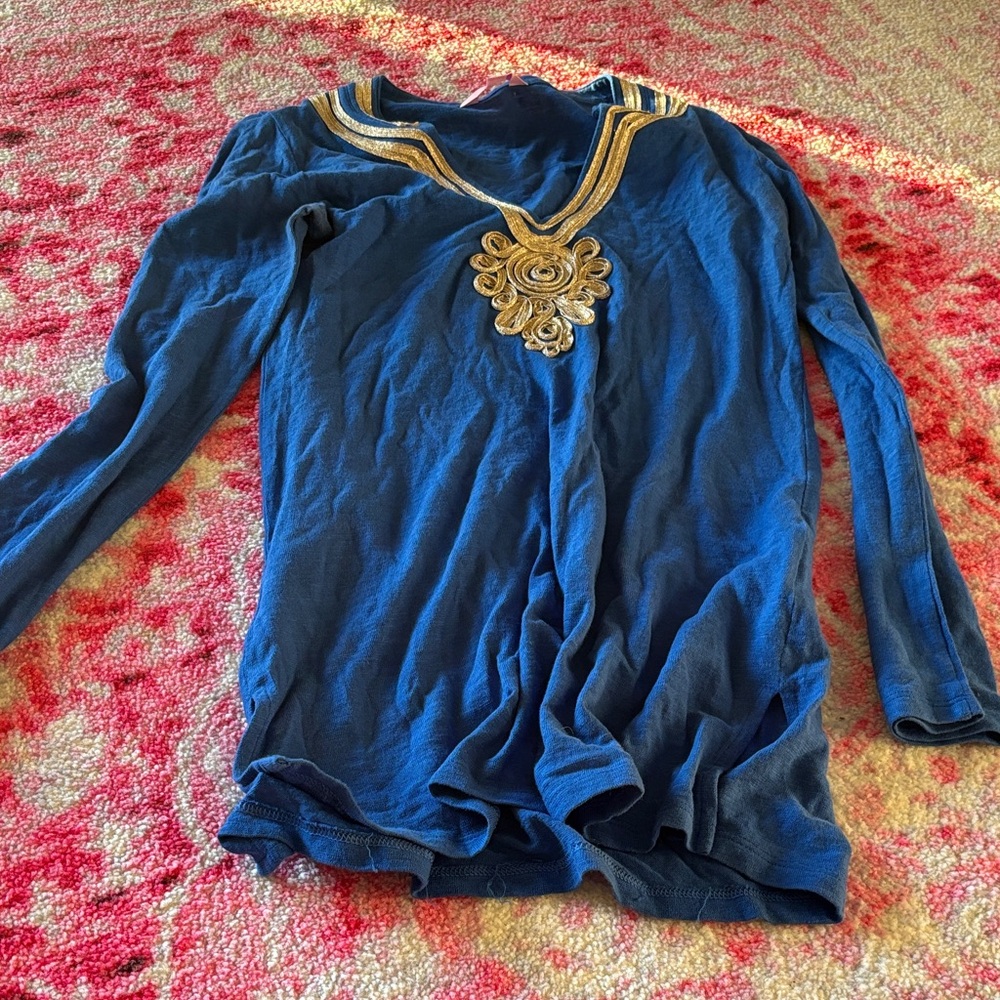 Lilly Pulitzer Royal Blue Kids Long Sleeve with Gold Detail